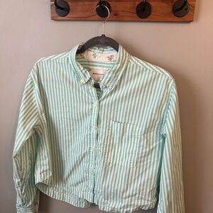 American Eagle Outfitters Mint Striped Button Down Shirt